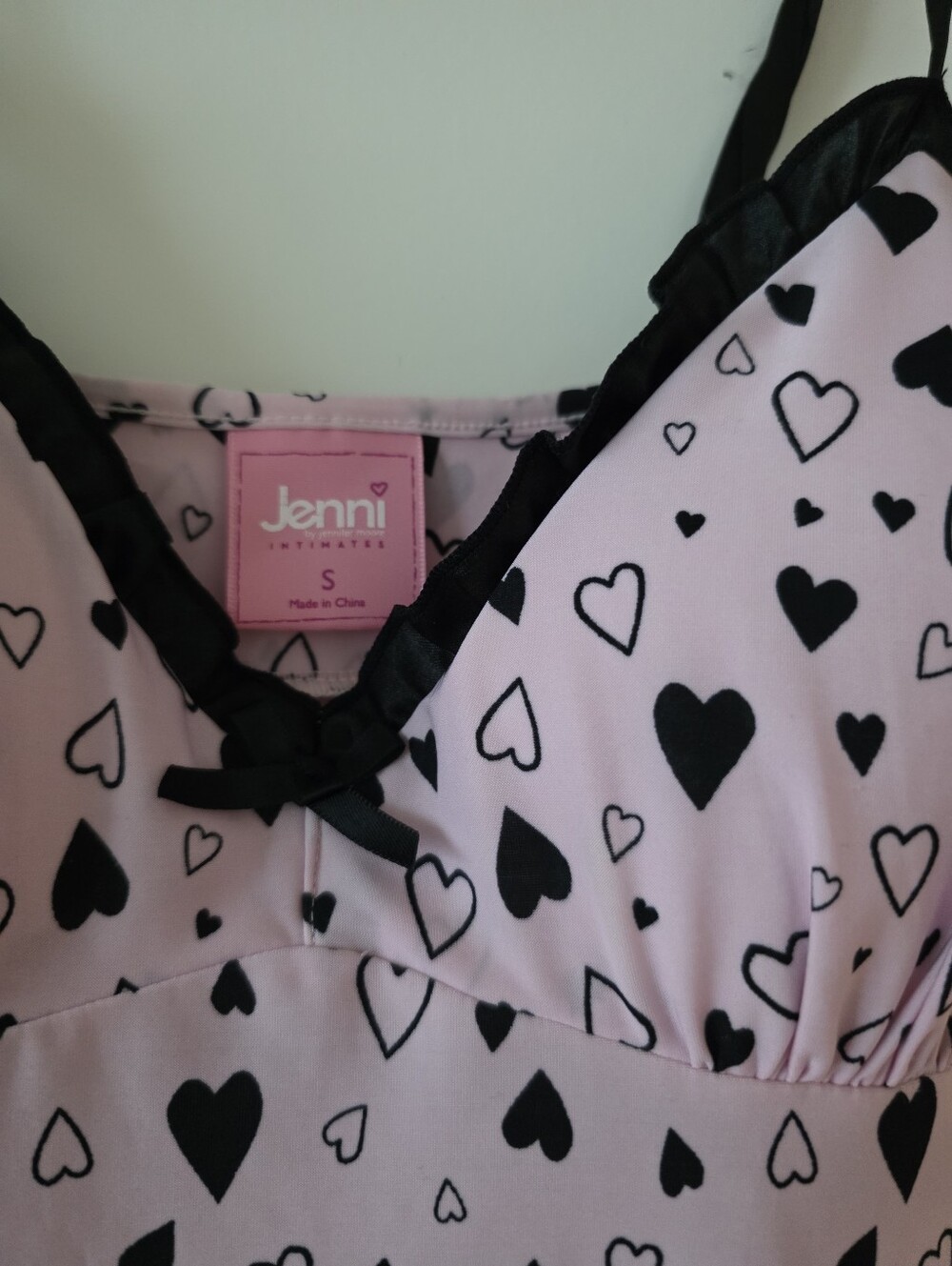 Jenni Heart Ruffle Hem Baby Doll Nighty Womens S Pink Black Coquette Goth Chic - Picture 3 of 6